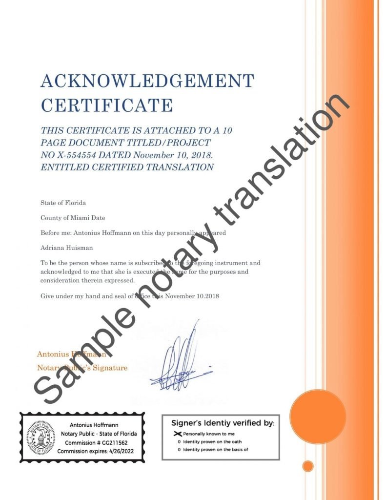 Sample Of A Notarized Letter from www.universal-translation-services.com