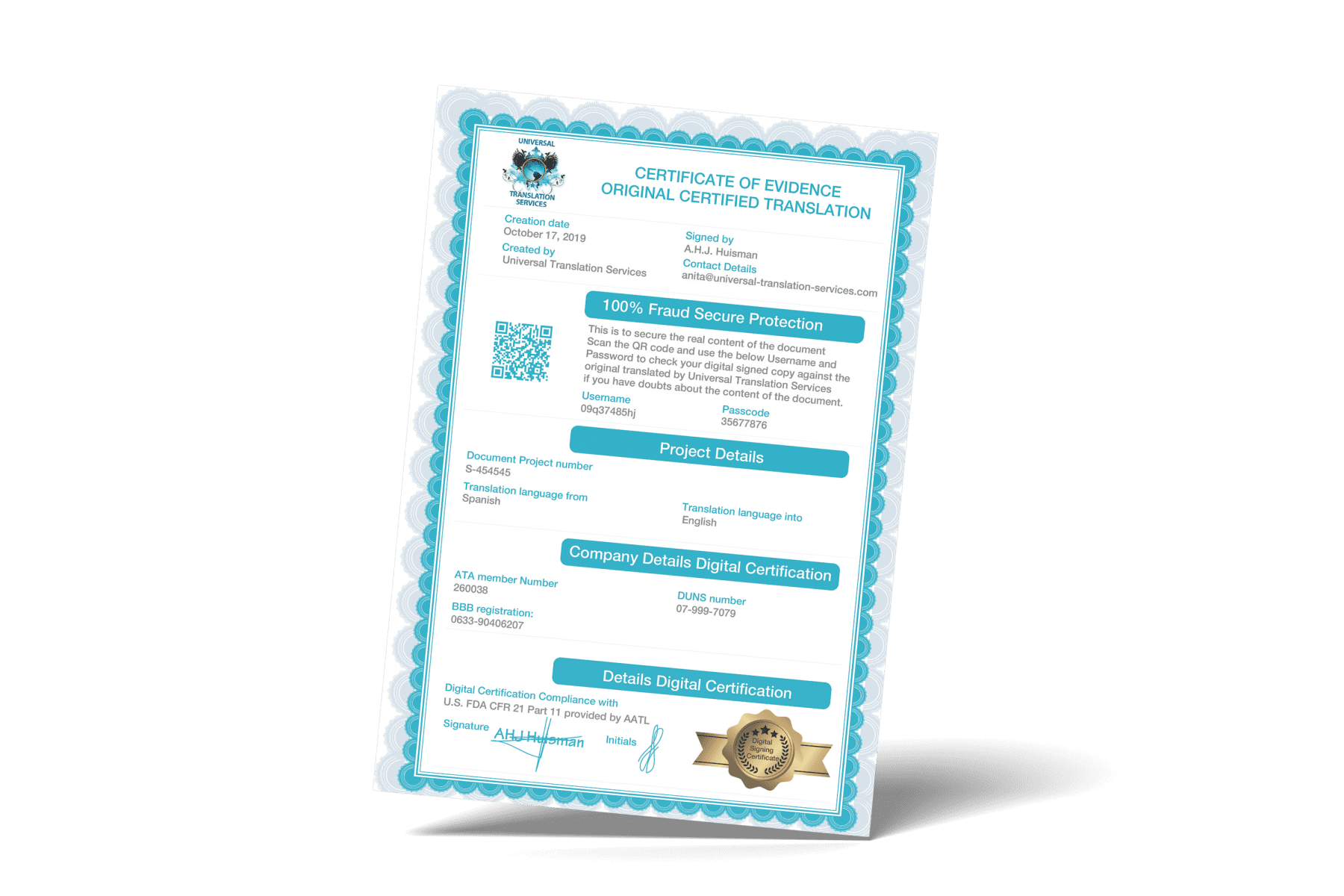 verified translation with digital certified signature verified translation with digital certified signature